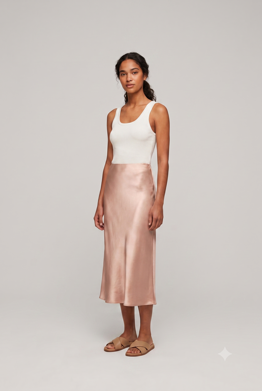 Satin Slip Midi Skirt
