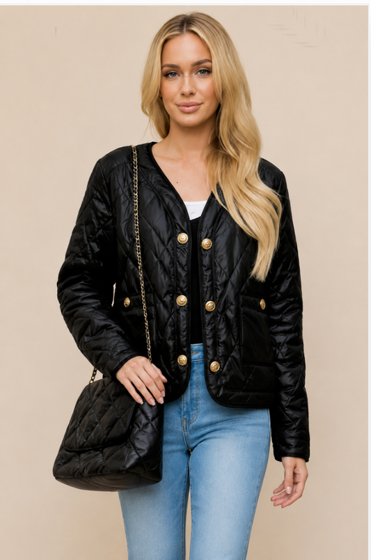 BLACK QUILTED JACKET