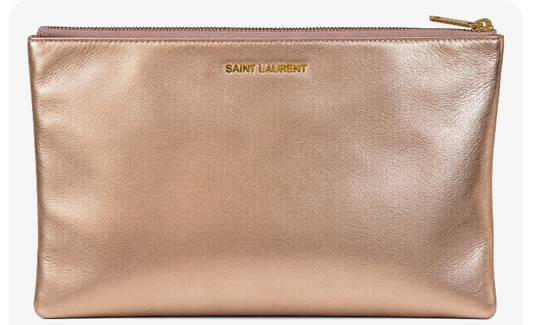 Saint Laurent Metallic Rose-Gold Clutch