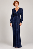 Frank Lyman Navy Blue Sequin Gown